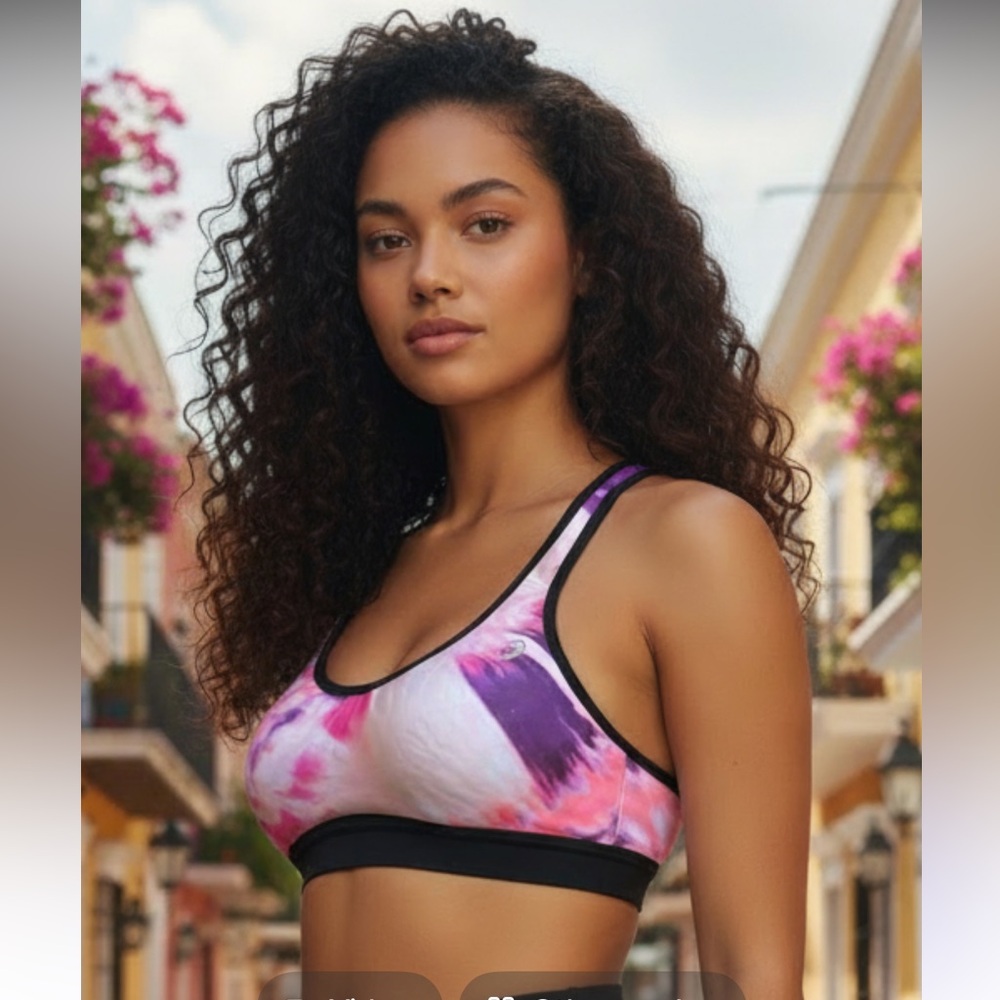 ASICS Sports Bra Watercolor Print Running High Impact Sz S